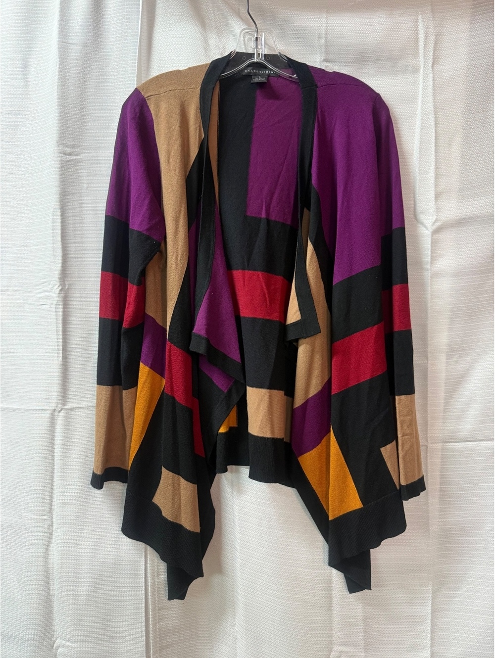 Grace Elements Colorblock Open Front Cardigan Sweater Size L
